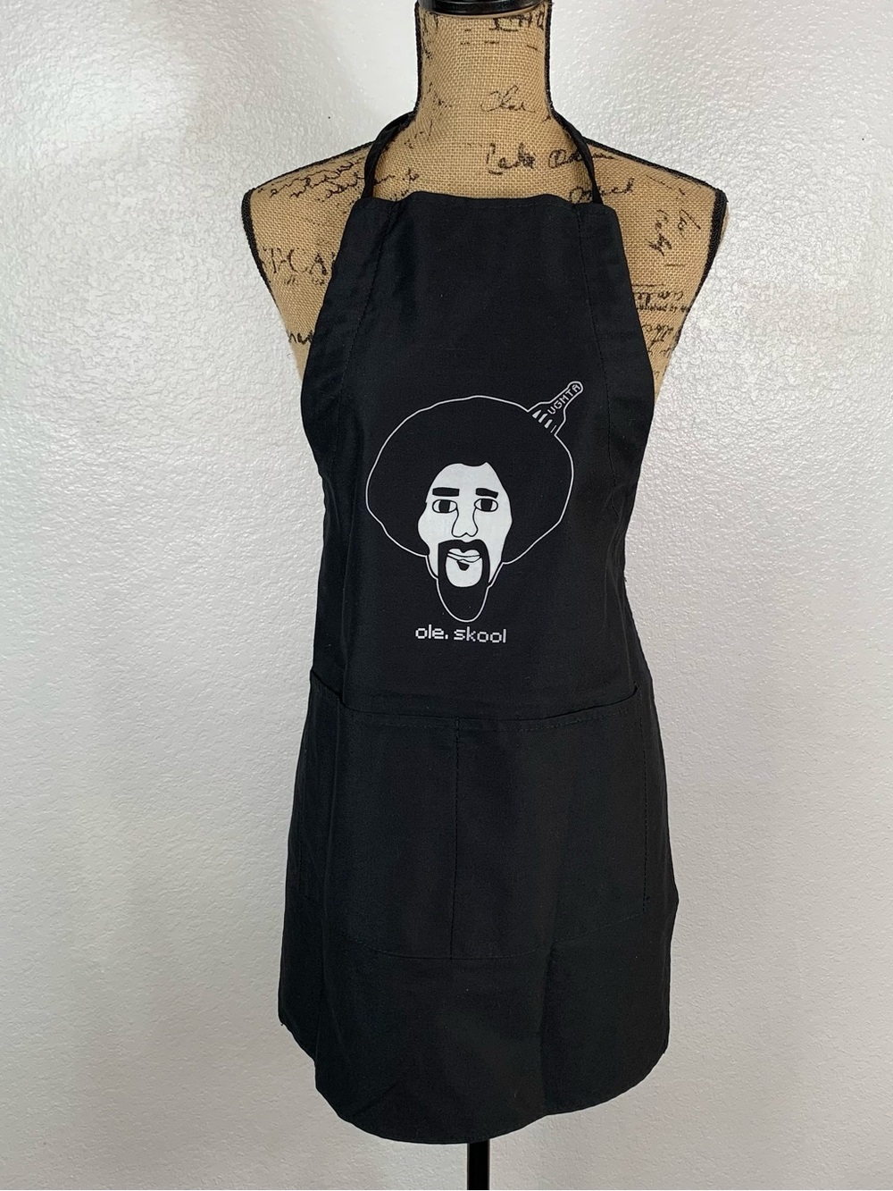 New Men's OleSkool apron, great for grilling. Unisex. Red Or BLACK aprons.